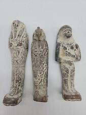 3 Vintage Stone Egyptian Mummies Figurines Gods Hieroglyphic Sarcophagus FLAW picture