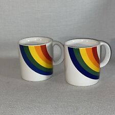 Rainbow Coffee Mugs Cups Set 1980s FTD  VTG Set of 2 picture