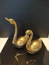 Vintage Mid Century Set Of 2 Brass Swans. Beautiful  picture