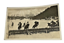 Vintage 1932 St Moritz Switzerland Ice Horse Racing Postcard picture