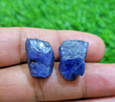 Natural Rare Earth Mined Blue Tanzanite Raw 2 Piece Size 20-21 MM Rough Jewelry picture