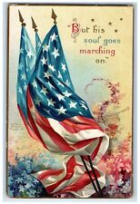 c1910's American Flags Patriotic Flowers Ellen Clapsaddle Artist Signed Postcard picture