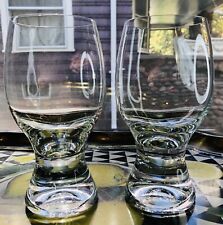 Mid Mod Beer Glass Thick Heavy Foot Signed 19 OZ Barware Fitz Floyd Gina Set-2 picture