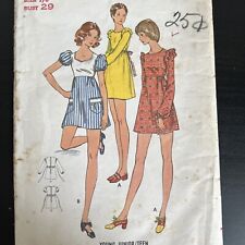 Vintage 1960s Butterick 6642 Ruffle Cottagecore Dress Sewing Pattern 7/8 XXS CUT picture