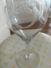 Vintage Etched Glass  SWAG RIBBON and Bows Garland  Wine Glass picture