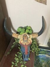VTG Resin Faux Longhorn Head w Native American Chief Image picture