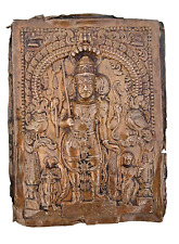 Original 1800's Old Antique Copper God Veera Bhadra Shiva Embossed Figure Plate picture