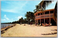 Vtg Key Biscayne Florida FL Crandon Park Cabanas Beach 1960s View Postcard picture