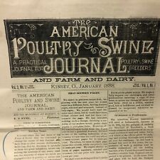 Vintage Paper The American Poultry and Swine Journal Kinsey Ohio January 1888 picture