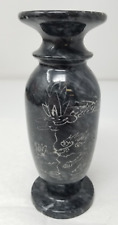 Asian Gray Marble Vase Dragon Desk Table Vintage Imperfect 5