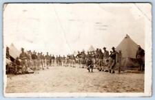 1914 MILITARY CAMP TENTS MEN POSTMARKED GALVESTON TEXAS TO MT AIRY MD POSTCARD picture