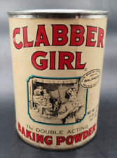 Vintage Clabber Girl Baking Powder Tin - 24 Oz EMPTY Decorative Can - 5.5