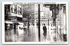 Postcard Pittsburgh PA 1936 Flood Waters in Downtown picture
