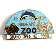 New Indianapolis Zoo Indiana Grand Opening 1988 Pin Tiger Elephant Dolphin VTG picture