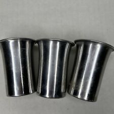 VINTAGE Shot Glass Tin METAL NESTING 3 CUPS FLAWED-heavy damage and wear picture