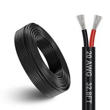 20 Gauge 2 Conductor Electrical Wire 32.8FT Black Stranded Low Voltage 20/2 picture