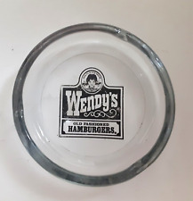 1980s Wendy's Restuarant Ashtray Clear Glass Old Fashioned Hamburgers Vintage picture