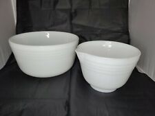 Vintage Pyrex White Ribbed Unknown Stand Mixer Bowls 2pc Small Unmarked  picture