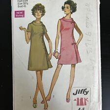 Vintage 1960s Simplicity 8159 Mod Bias Roll Collar Dress Sewing Pattern 18.5 CUT picture