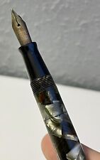 WATERMAN #3 VINT MOTTLED MARBLE CELLULOID FOUNTAIN PEN, W/BLK/SIENNA/PEARL INLAY picture