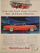 1955 Print Ad Buick 4-Door Riviera Red Car with V8 Engine Lighthouse picture