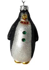 Glass Glitter Penguin Animal Christmas Ornament 3.5