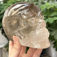 3.69LB Natural Smoky Quartz Skull Carved Crystal Skull Reiki Healing picture