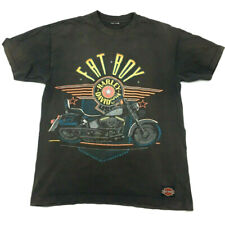 Vtg Harley Davidson Fat Boy T-Shirt Motorcycles Hog 3D Biker Distressed Logo Tee picture