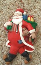 Santa Claus and Sack of Toys Christmas Wall Hanging or Ornament 6 1/2