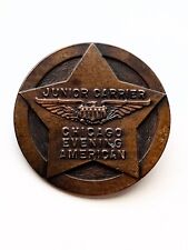 Rare Antique Junior Carrier Chicago Evening American Newspaper Metal Badge picture