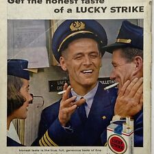 1958 Lucky Strike Print Ad Pilot Cigarette Tobacco Get the Honest Taste Genuine picture