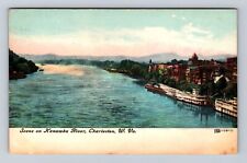 Charleston WV-West Virginia, Scene On Kanawha River, Vintage c1907 Postcard picture