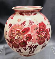 RARE Hand Painted Red Delft Regina 1154 Porcelain Vase 4”, Signed picture