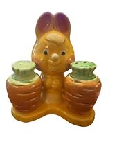 Vintage Japan Anthropomorphic Bunny Rabbit with Removable Carrot Shaker Set picture