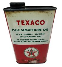 Vintage Texaco Motor Oil Can Pale Semaphore Oil One Quart Empty picture