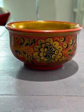 Vintage  Russian Khokhloma hand painted bowl early 70