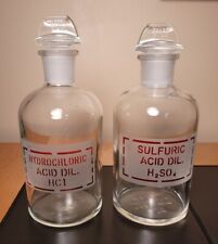VINTAGE LABORATORY PYREX GLASS REAGENT BOTTLES with STOPPERS,500ml SET of 2- EUC picture