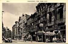 VINTAGE POSTCARD CHINATOWN NEW YORK CITY STREET SCENE c. 1940's SUPER CONDITION picture