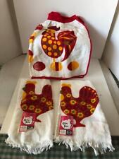 Simtex Vintage 1950s  Kitchen Terries Made in USA Apron + 2 Towels ORIGINAL TAGS picture