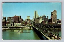 Pittsburgh PA-Pennsylvania, Smithfield Street Bridge, Vintage c1952 Postcard picture