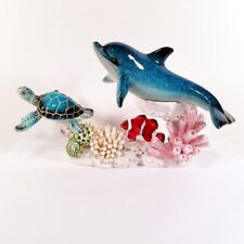 Marine Life Sea Turtle and Dolphin with Bobble Clown Fish on a Coral Reef 90164 picture