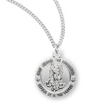 Traditional St Saint Michael Sterling Silver Medal Necklace For Women 18 In picture
