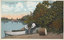 Postcard PA Erie Scene at Misery Bay Men Drums Boat c1920s picture