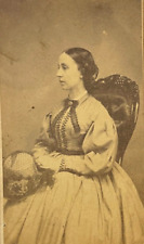 ANTIQUE CDV PHOTO FASHIONABLE LADY 2-CENT CIVIL WAR TAX STAMP PALMYRA NY GOOD picture