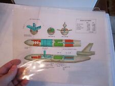 (9) JET SCHEMATIC DRAWINGS & BLUE PRINTS - COLORED ON PLASTIC SHEETS -TUB BN-16 picture