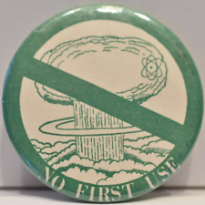 1970s No First Use Freeze Arms Race Nuclear Missile Weapons Anti-War Protest Pin picture