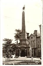 Civil War Memorial Monument Vincennes IN RPPC EKC Real Photo Unused Postcard picture