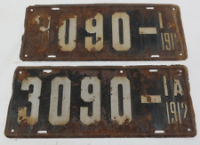 Antique 1912 Iowa License Plates 3090 Set of 2    TF picture