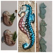 Vtg Lefton Ceramic Seahorses 3 Wall Decor/Wall Pocket Lot W 3 Soaps picture