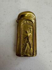 Antique Brass Match Safe / Vesta Case Marked E.L.A. w/ Man Holding Trident picture